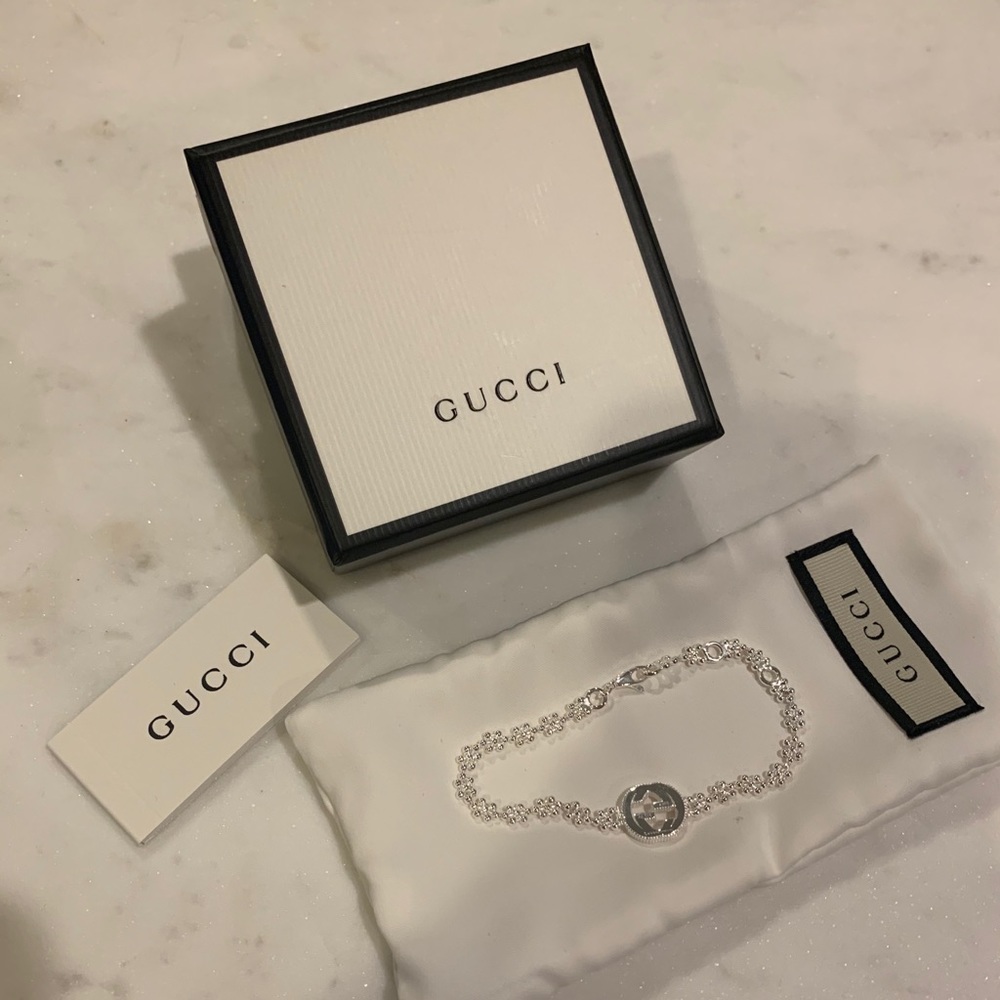 Interlocking g silver Gucci bracelet